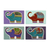 Grußkarten aus Baumwolle und Papier, (4er-Set) - Vier farbenfrohe Batik-Elefanten-Grußkarten aus Thailand