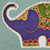 Tarjetas de felicitación de algodón y papel (juego de 4) - Cuatro coloridas tarjetas de felicitación de elefante batik de Tailandia