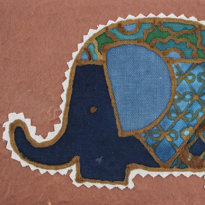 Grußkarten aus Baumwolle und Papier, (4er-Set) - Handgefertigte Batik-Elefant-Grußkarten (4er-Set)