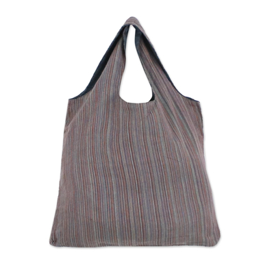 Handwoven Cotton Tote with Stripes from Thailand
