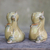 Keramikfiguren, (Paar) - 2 gelbe Glückskatzenfiguren aus Keramik, hergestellt in Thailand