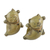 Keramikfiguren, (Paar) - 2 gelbe Glückskatzenfiguren aus Keramik, hergestellt in Thailand