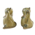 Figuritas de cerámica, (par) - 2 figuras de gato de la suerte de cerámica amarilla fabricadas en Tailandia