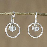 Quartz dangle earrings, 'Twin Crystals' - Quartz and Sterling Silver Dangle Earrings from Thailand