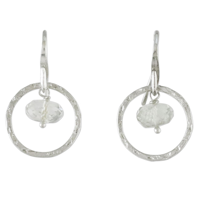 Quartz dangle earrings, 'Twin Crystals' - Quartz and Sterling Silver Dangle Earrings from Thailand