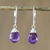 Amethyst dangle earrings, 'Glamorous Woman' - Amethyst and Silver Teardrop Dangle Earrings from Thailand (image 2) thumbail