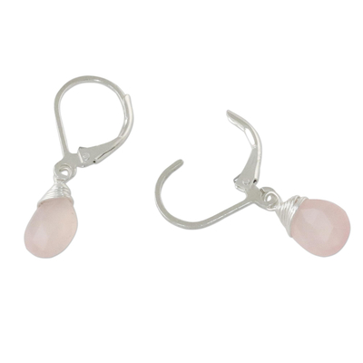 Pink chalcedony dangle earrings, 'Glamorous Woman' - Pink Chalcedony and Silver Dangle Earrings from Thailand