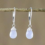 Blue Chalcedony and Silver Dangle Earrings from Thailand, 'Glamorous Woman'
