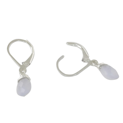 Chalcedony dangle earrings, 'Glamorous Woman' - Blue Chalcedony and Silver Dangle Earrings from Thailand