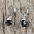 Onyx dangle earrings, 'Glamorous Woman' - Onyx and Silver Teardrop Dangle Earrings from Thailand (image 2b) thumbail