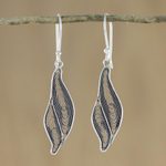 Sterling silver dangle earrings, 'Endless Inspiration' - Abstract Leaf Dangle Earrings in Sterling Silver