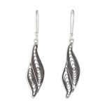 Sterling silver dangle earrings, 'Endless Inspiration' - Abstract Leaf Dangle Earrings in Sterling Silver