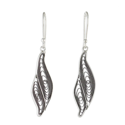 Abstract Leaf Dangle Earrings in Sterling Silver