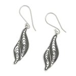 Sterling silver dangle earrings, 'Endless Inspiration' - Abstract Leaf Dangle Earrings in Sterling Silver