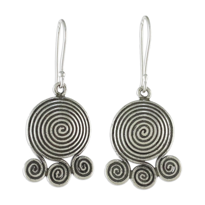 Spiral Shaped Silver 950 Dangle Earrings - Curling Cascade | NOVICA