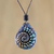Recycled papier mache pendant necklace, 'Seashell Spiral in Blue' - Papier Mache Seashell Necklace in Blue from Thailand