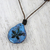 Recycled papier mache pendant necklace, 'Seashell Spiral in Blue' - Papier Mache Seashell Necklace in Blue from Thailand