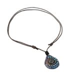 Recycled papier mache pendant necklace, 'Seashell Spiral in Blue' - Papier Mache Seashell Necklace in Blue from Thailand