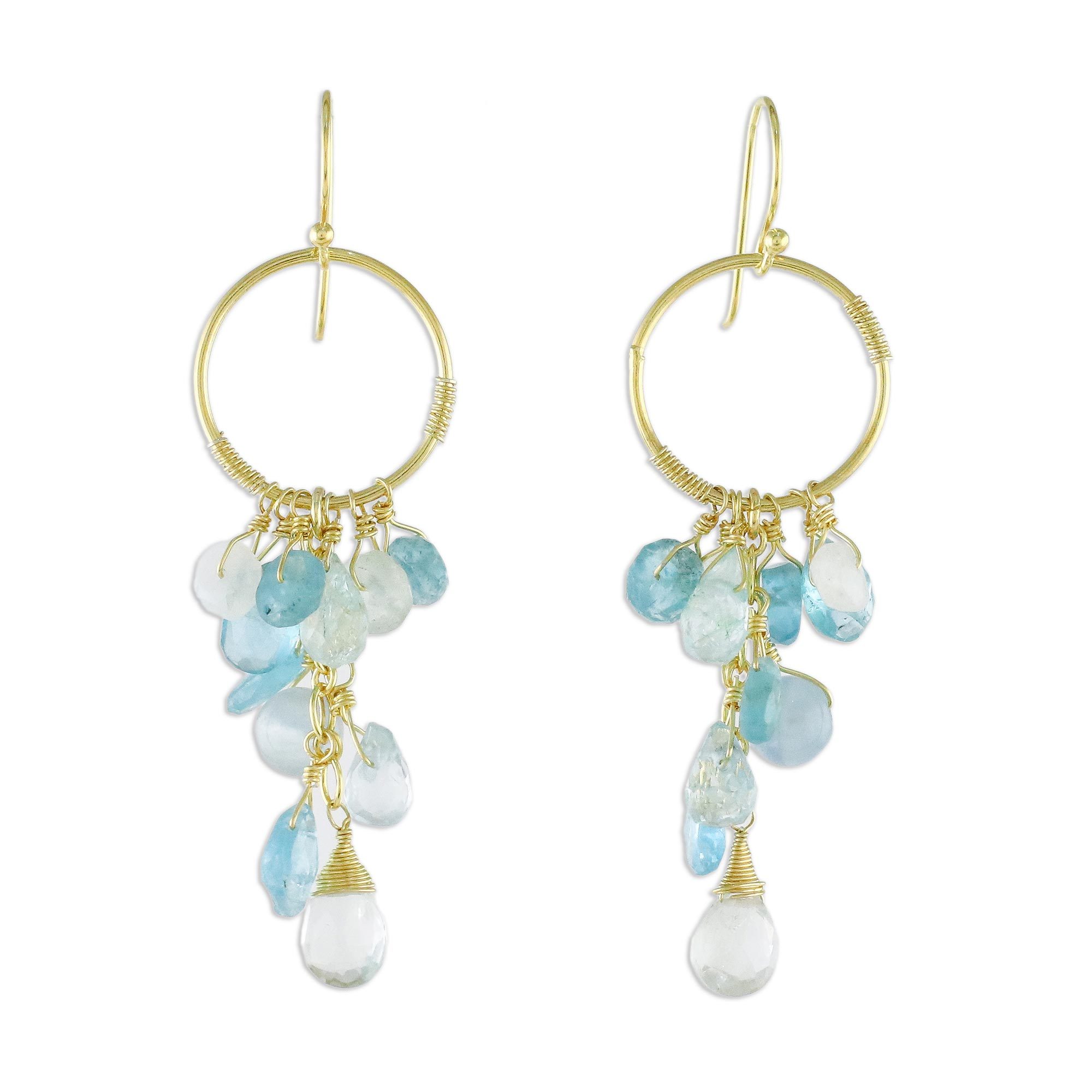 Gold Plated MultiGemstone Dangle Earrings from Thailand Stunning Circles NOVICA