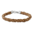 Men's leather braided bracelet, 'Thai Insight in Caramel' - Men's Handmade Braided Leather Bracelet from Thailand thumbail