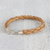 Men's leather braided bracelet, 'Thai Insight in Caramel' - Men's Handmade Braided Leather Bracelet from Thailand (image 2c) thumbail