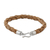 Men's leather braided bracelet, 'Thai Insight in Caramel' - Men's Handmade Braided Leather Bracelet from Thailand (image 2d) thumbail