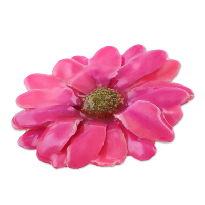 Natural aster brooch pin, 'Let It Bloom in Fuchsia' - Natural Aster Flower Brooch in Fuchsia from Thailand