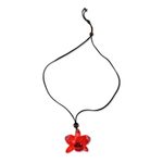 Natural orchid pendant necklace, 'Natural Feeling in Ruby' - Adjustable Natural Orchid Necklace in Ruby from Thailand