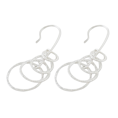 Sterling silver dangle earrings, 'Echolocation' - Handmade Sterling Silver Rings Dangle Earrings from Thailand