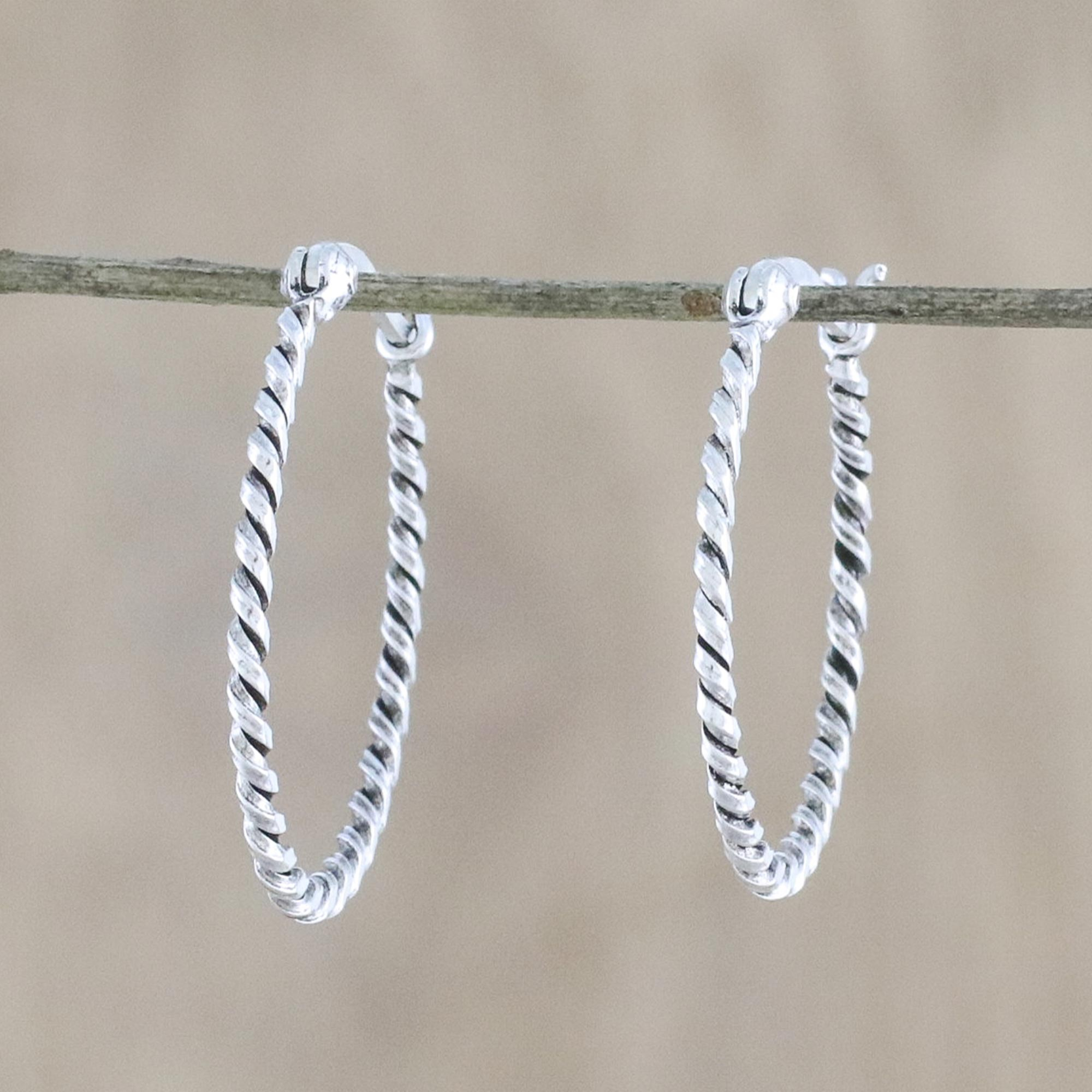 Enchanting Artisan Made Sterling Twisted Wire Earrings With Pearls