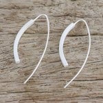 Sterling silver drop earrings, 'Curved Pillars' - Curvy Sterling Silver Drop Earrings from Thailand