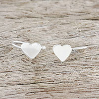 Sterling silver ear cuffs, 'Petite Hearts' - Handcrafted Sterling Silver Heart Ear Cuffs from Thailand