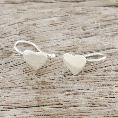 Sterling silver ear cuffs, 'Petite Hearts' - Handcrafted Sterling Silver Heart Ear Cuffs from Thailand