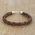 Braided leather bracelet, 'Thai Insight in Chestnut' - Handmade Brown Braided Leather Bracelet from Thailand (image 2) thumbail
