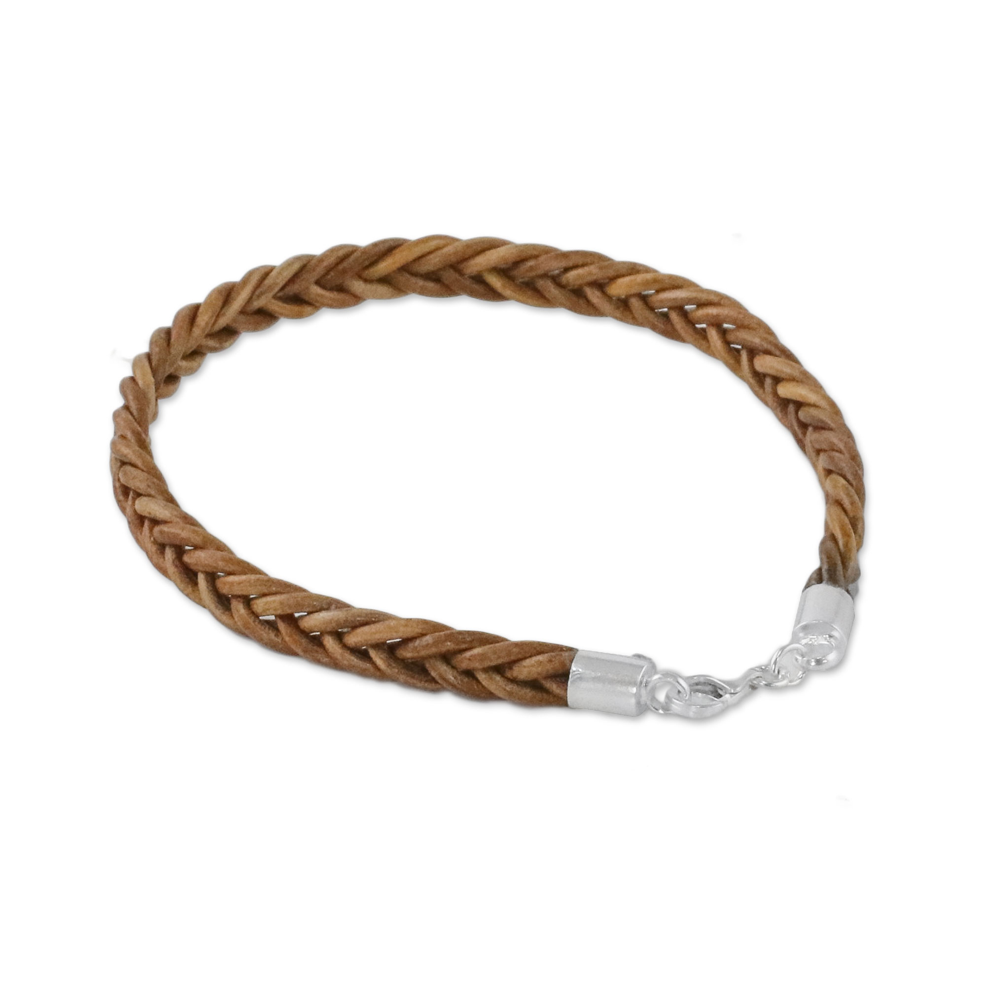 Leather Braided Wristband Bracelet in Copper from Thailand - Style and ...