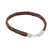Leather wristband bracelet, 'Style and Strength in Mahogany' - Leather Braided Wristband Bracelet in Mahogany from Thailand (image 2b) thumbail