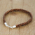 Leather wristband bracelet, 'Style and Strength in Mahogany' - Leather Braided Wristband Bracelet in Mahogany from Thailand (image 2c) thumbail