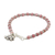 Rhodonite charm bracelet, 'Lucky Elephant' - Pink Rhodonite and Karen Silver Charm Bracelet with Elephant thumbail