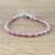 Rhodonite charm bracelet, 'Lucky Elephant' - Pink Rhodonite and Karen Silver Charm Bracelet with Elephant (image 2b) thumbail
