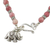 Rhodonite charm bracelet, 'Lucky Elephant' - Pink Rhodonite and Karen Silver Charm Bracelet with Elephant (image 2d) thumbail