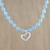 Quartz pendant necklace, 'Beads of Love' - Blue Quartz and Karen Silver Heart Necklace from Thailand thumbail