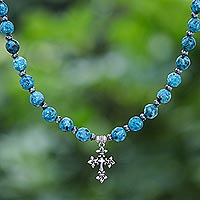 Jasper pendant necklace, Charming Cross