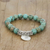 Silver charm bracelet, 'Mossy Charm' - Karen Silver Beaded Om Bracelet from Thailand (image 2b) thumbail