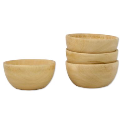 Wood bowls, 'Family Dining' (16 ounce, set of 4) - Four Handcrafted Wood Bowls (16 Oz, Set of 4)