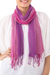 Silk scarf, 'Magenta Candy' - Handwoven Magenta and Purple Silk Scarf from Thailand thumbail