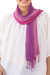 Silk scarf, 'Magenta Candy' - Handwoven Magenta and Purple Silk Scarf from Thailand (image 2b) thumbail