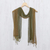 Silk scarf, 'Olive Woodlands' - Artisan Handwoven Green Fringed Silk Scarf from Thailand (image 2b) thumbail