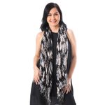 Tie-dye silk shawl, 'Monochrome Monarch' - Handwoven Black and Grey Tie-Dye Silk Shawl from Thailand