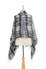 Tie-dye silk shawl, 'Monochrome Monarch' - Handwoven Black and Grey Tie-Dye Silk Shawl from Thailand