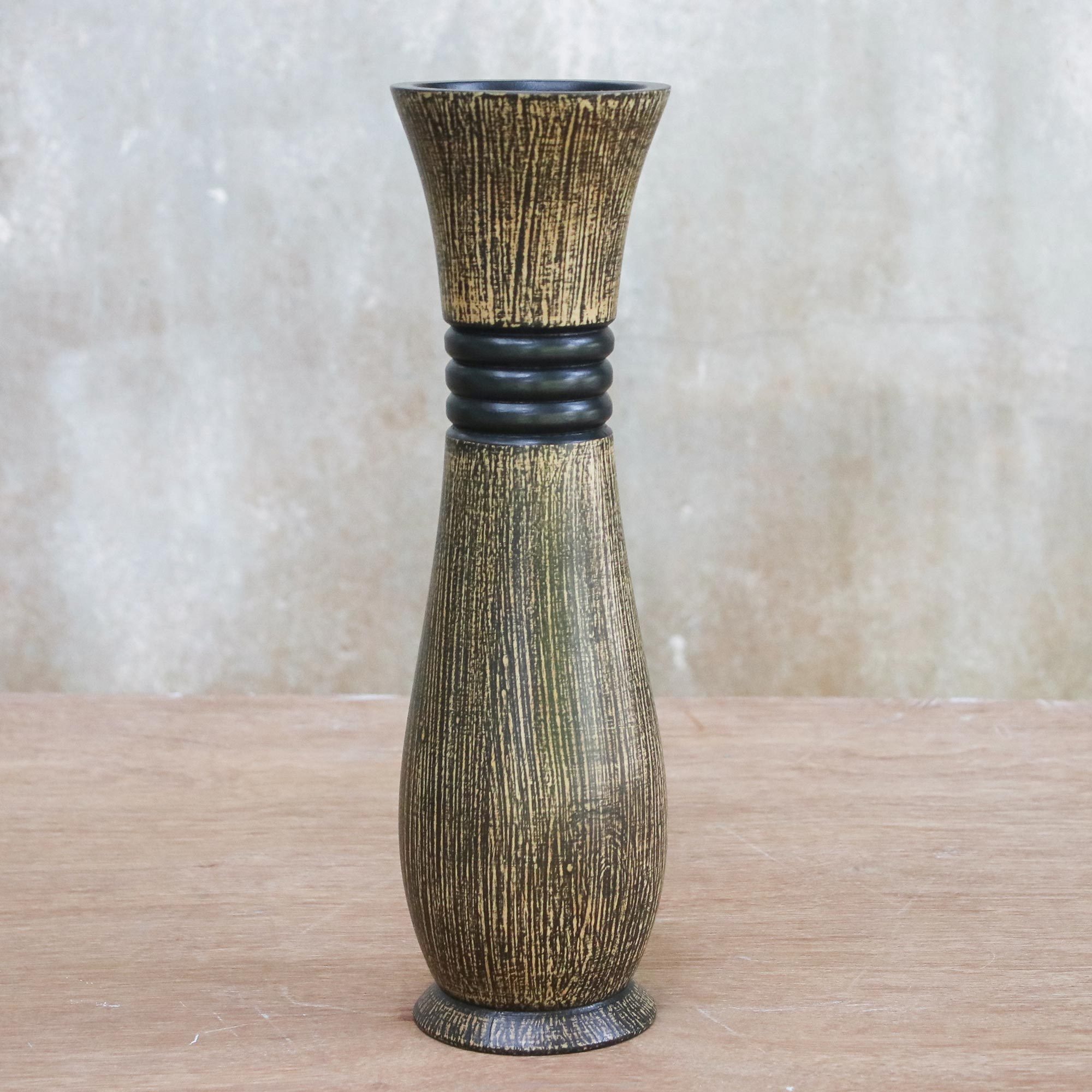 Handcrafted Mango Wood Decorative Vase from Thailand Gift of Nature